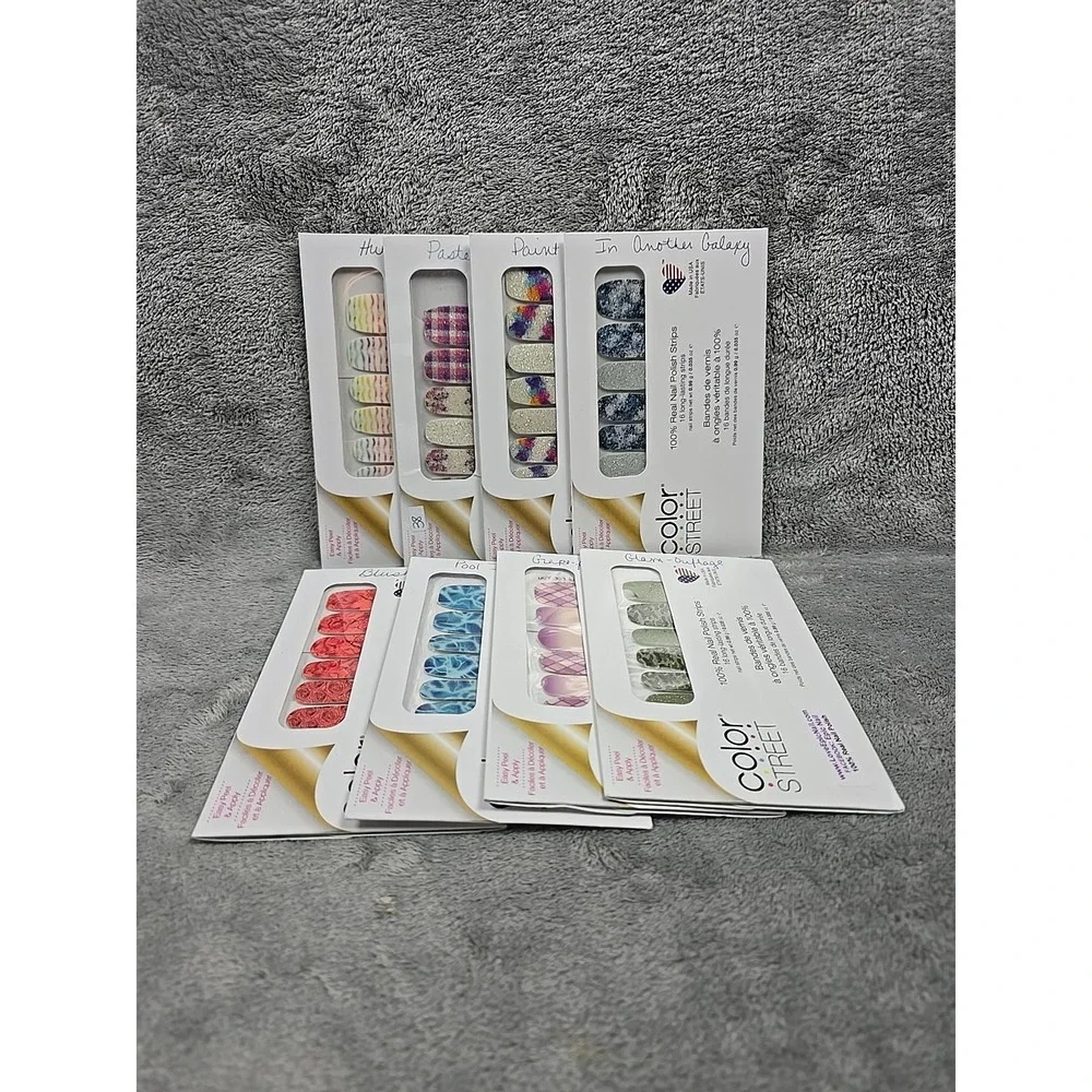 Lot Of 8 Color Street‎ Real Nail Polish Strips Cammo Colorblast Waves Patterns